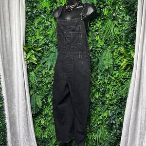 Gap Denim Overalls Womens Petite Small Black Raw Hem 100% Cotton 3616